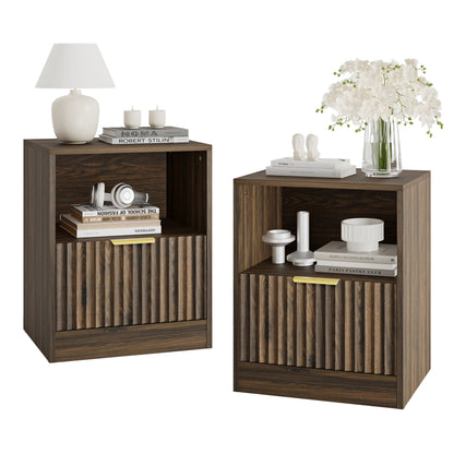 YouTrend Nightstand Set of 2 with 2 Drawers for Bedroom, Small End Table for Adults, Wooden Storage Cabinet for Living Room