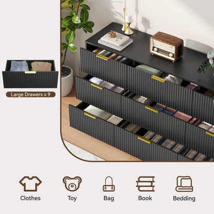 YouTrend 7 Drawer Dresser and Nightstand Sets for Bedroom,3 Piece Bedroom Dresser Set,Fluted Dressers and Nightstands, Modern Bedroom Set