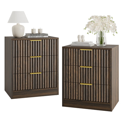 YouTrend Nightstand Set of 2 with 2 Drawers for Bedroom, Small End Table for Adults, Wooden Storage Cabinet for Living Room