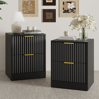 YouTrend Nightstand Set of 2 with 2 Drawers for Bedroom, Small End Table for Adults, Wooden Storage Cabinet for Living Room