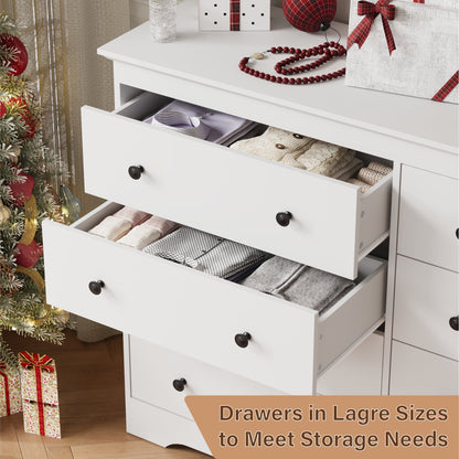 YouTrend 55.1" Wide Dresser for Bedroom, 10 Drawer Dresser with Large Drawers, Dresser for TVs Up to 65",Brown