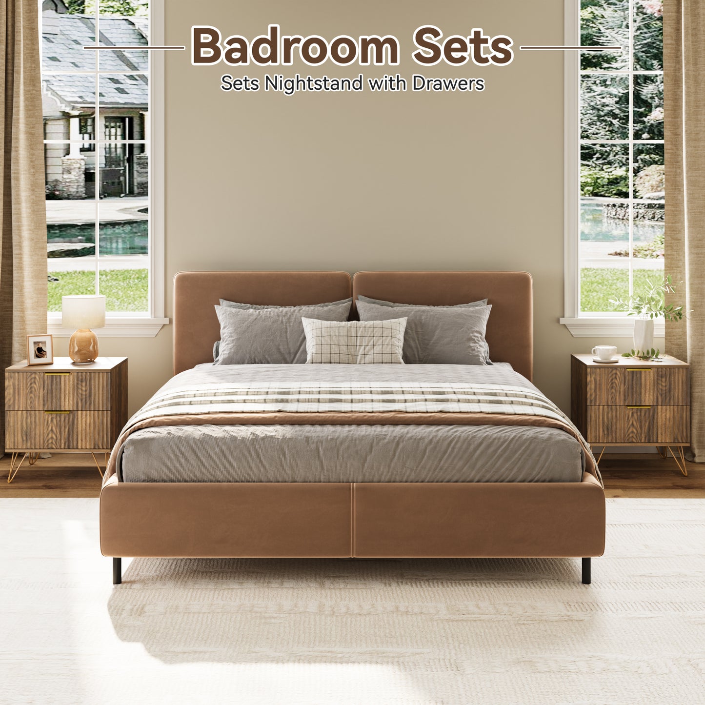 YouTrend 7 Drawer Dresser and Nightstand Sets for Bedroom,3 Piece Bedroom Dresser Set,Fluted Dressers and Nightstands, Modern Bedroom Set