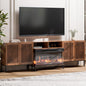 3-Sided Glass Farmhouse Fireplace TV Stand for TVs Up to 100 Inch, Entertainment Center with 36" Electric Fireplace, TV Console with Storage Cabinets for Living Room,Dark Brown