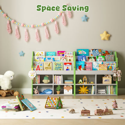 ASTUVIA 3 Tier Kids Bookshelf with Storage,Toy Storage Organizer with Cactus Appearance, Kids Bookcase and Bookshelf with 4 Storage, Green