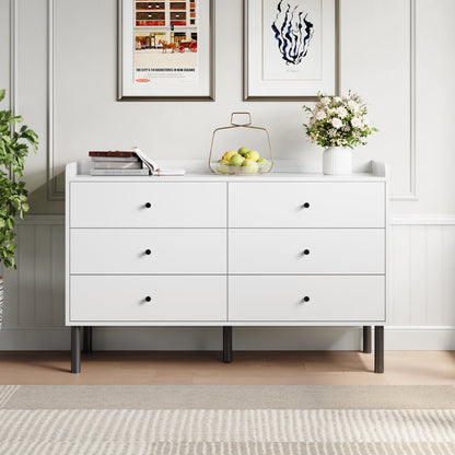 YouTrend 6 Drawer Wood Dresser Modern Storage Cabinet Sideboard Adult for Bedroom Living Room Hallway Home,White
