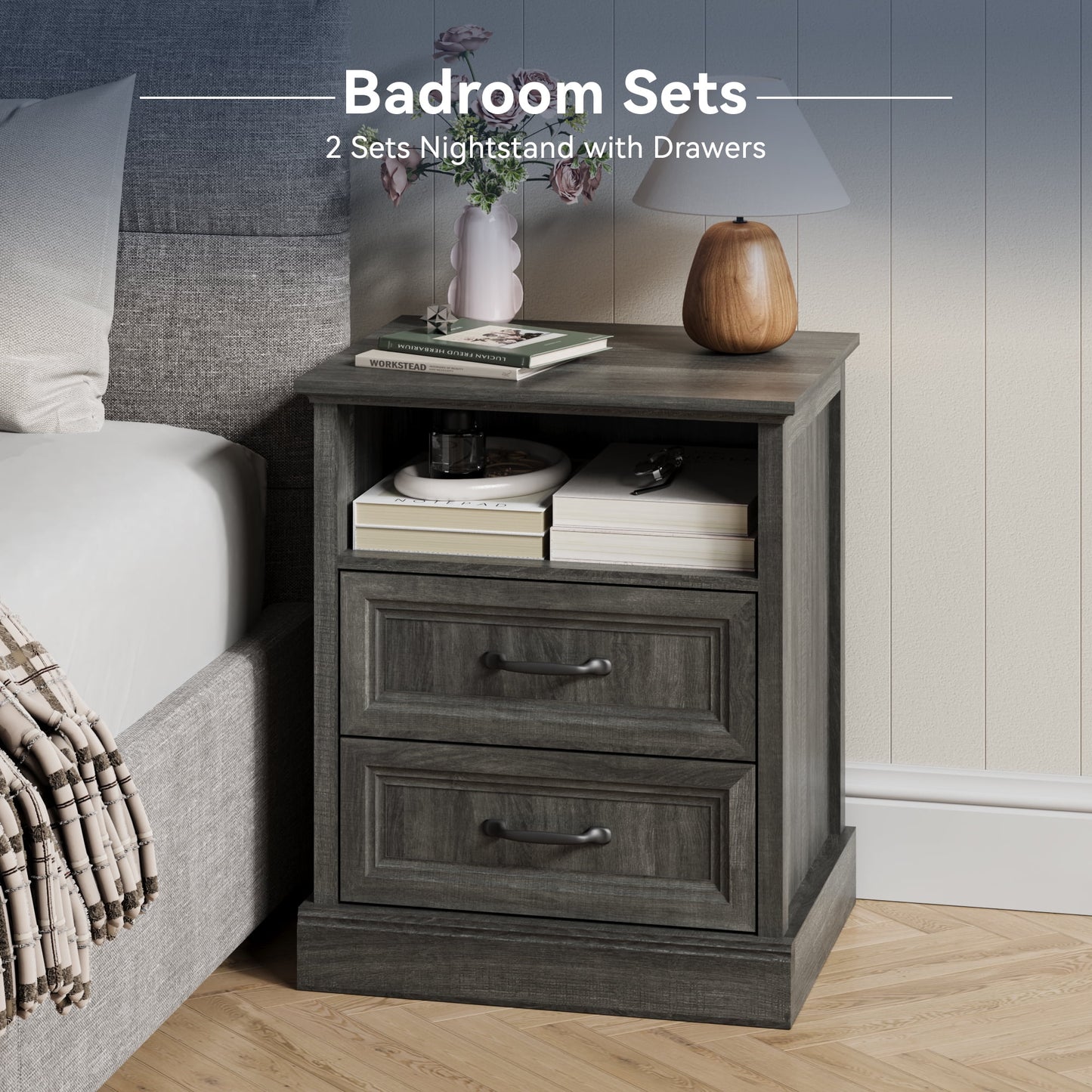 YouTrend 7 Drawer Dresser and Nightstand Sets for Bedroom,3 Piece Bedroom Dresser Set,Fluted Dressers and Nightstands, Modern Bedroom Set