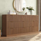 ASTUVIA 55.1" W Fluted 6 Drawer Dresser for Adult,Wooden Bedroom Dresser,Dresser TV Stand up to 65" for Living Room,Brown