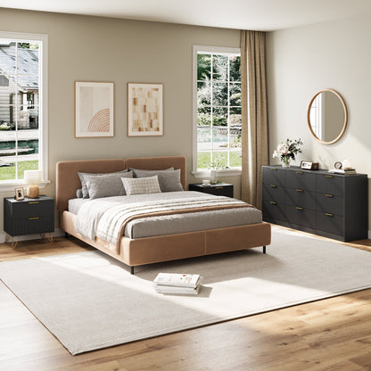 YouTrend 7 Drawer Dresser and Nightstand Sets for Bedroom,3 Piece Bedroom Dresser Set,Fluted Dressers and Nightstands, Modern Bedroom Set