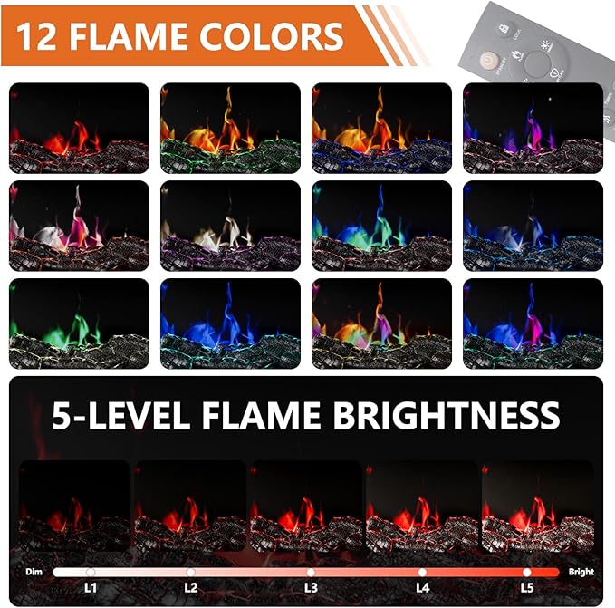 3-Sided Glass Farmhouse Fireplace TV Stand for TVs Up to 100 Inch, Entertainment Center with 36" Electric Fireplace, TV Console with Storage Cabinets for Living Room,Dark Brown