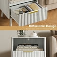YouTrend Nightstand with Open Shelf,Beside Table with Fluted Design ,End Table with Solid Wood Legs for bedroom
