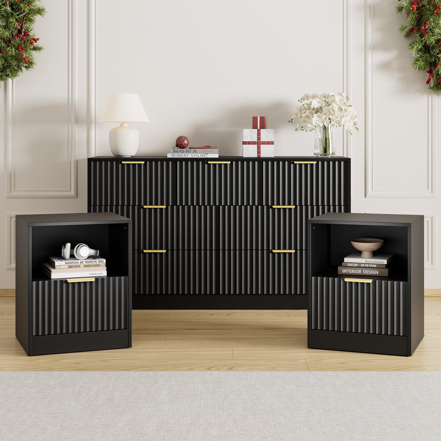 YouTrend Nightstand Set of 2 with 2 Drawers for Bedroom, Small End Table for Adults, Wooden Storage Cabinet for Living Room