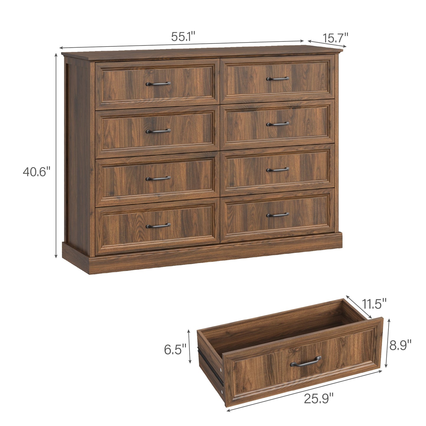 YouTrend Rustic 9-Drawer Wood Dresser, Large Storage Chest Organizer with Metal Handles for Bedroom, Living Room, Farmhouse Style Furniture,Gray