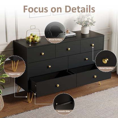 YouTrend Dresser and Nightstand sets,7 Drawer Dresser for Bedroom, 3 Piece Bedroom Dresser Set for Adult,Black