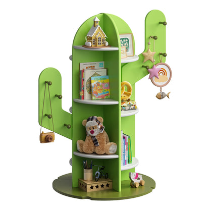 ASTUVIA Kids Bookshelf, Small Corner Bookshelf for Kids Room, 3 Tier Floor Standing Bookcase Storage Rack, Cactus Appearance Bookcase Organizer for Bedroom, Living Room