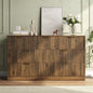 ASTUVIA 55.1" W Fluted 6 Drawer Dresser for Adult,Wooden Bedroom Dresser,Dresser TV Stand up to 65" for Living Room,Brown