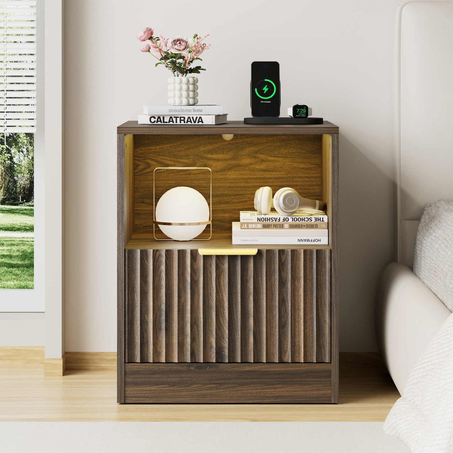 YouTrend Nightstand Set of 2 with 2 Drawers for Bedroom, Small End Table for Adults, Wooden Storage Cabinet for Living Room