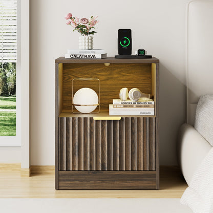 YouTrend Nightstand Set of 2 with 2 Drawers for Bedroom, Small End Table for Adults, Wooden Storage Cabinet for Living Room