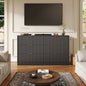 ASTUVIA 55.1" W Fluted 6 Drawer Dresser for Adult,Wooden Bedroom Dresser,Dresser TV Stand up to 65" for Living Room,Brown