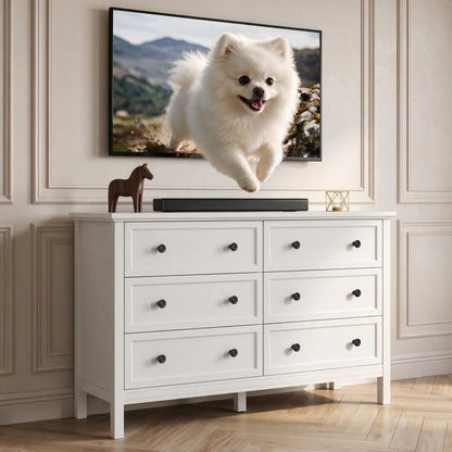 ASTUVIA White Dresser for Adult,6 Drawer Dresser for bedroom,Modern Wood Storage for Living Room