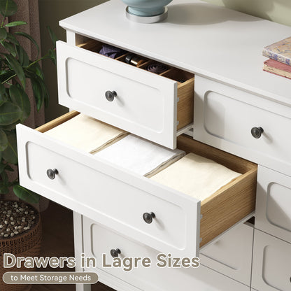 YouTrend 8-Drawer Dressers for Bedroom,55.1"Width Modern Chest of Drawer with Metal Handlesfor Living Room,Hallway,Entryway,White