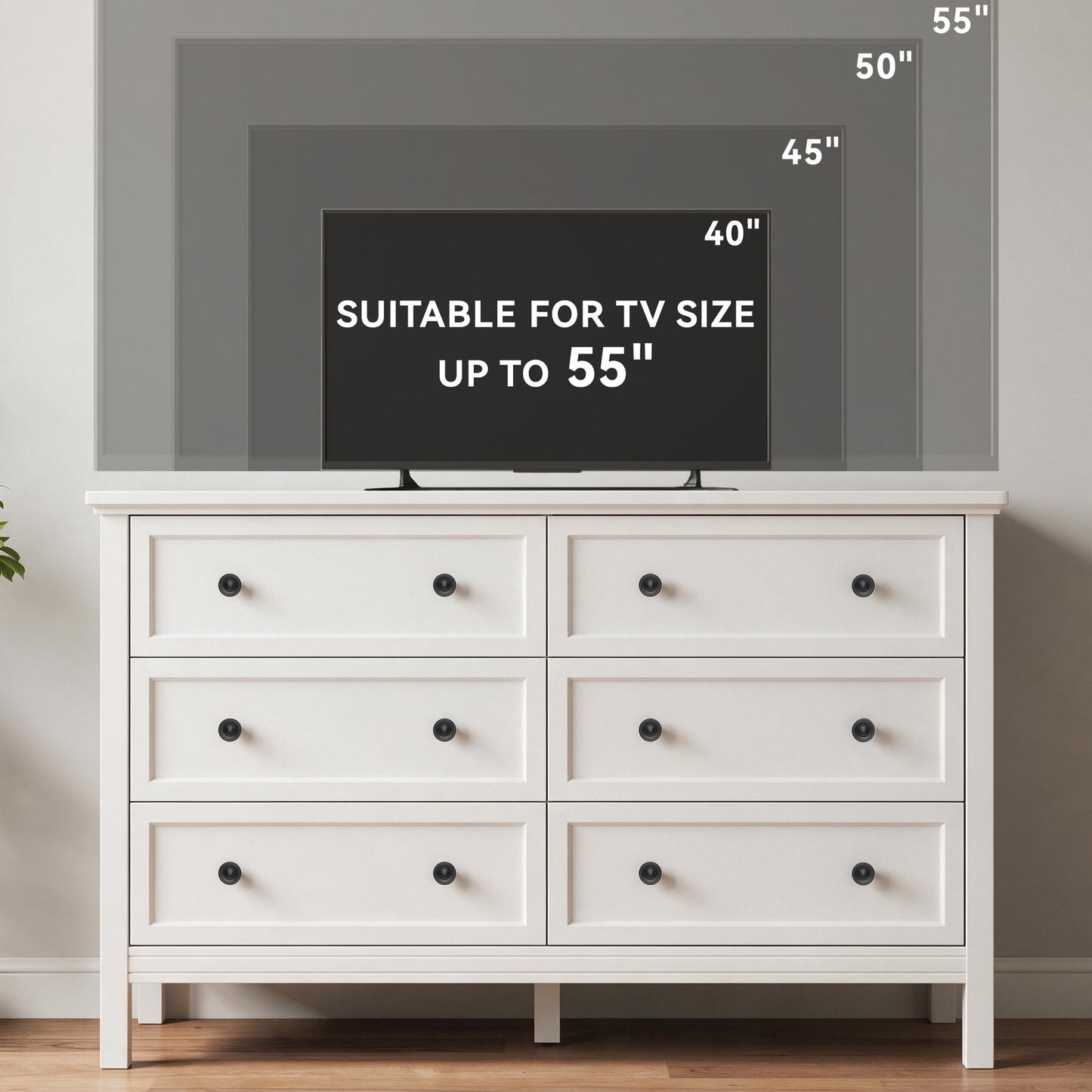 ASTUVIA White Dresser for Adult,6 Drawer Dresser for bedroom,Modern Wood Storage for Living Room