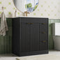 ASTUVIA 60" Fluted Bathroom Vanity Cabinet with 2 Drawers,Bathroom Vanity with Sink and 4 Soft-Close Doors,Floating Bathroom Sink Cabinet,Brown