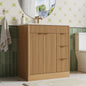 ASTUVIA 60" Fluted Bathroom Vanity Cabinet with 2 Drawers,Bathroom Vanity with Sink and 4 Soft-Close Doors,Floating Bathroom Sink Cabinet,Brown