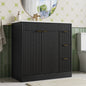 ASTUVIA 60" Fluted Bathroom Vanity Cabinet with 2 Drawers,Bathroom Vanity with Sink and 4 Soft-Close Doors,Floating Bathroom Sink Cabinet,Brown
