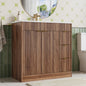 ASTUVIA 60" Fluted Bathroom Vanity Cabinet with 2 Drawers,Bathroom Vanity with Sink and 4 Soft-Close Doors,Floating Bathroom Sink Cabinet,Brown