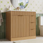 ASTUVIA 60" Fluted Bathroom Vanity Cabinet with 2 Drawers,Bathroom Vanity with Sink and 4 Soft-Close Doors,Floating Bathroom Sink Cabinet,Brown