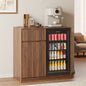 ASTUVIA Mini Fridge Cabinet with Power Outlet,Fluted Coffee Bar Cabinet with Mini Fridge Space,Buffet Sideboard with Drawers,Natural