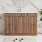 ASTUVIA 60" Fluted Bathroom Vanity Cabinet with 2 Drawers,Bathroom Vanity with Sink and 4 Soft-Close Doors,Floating Bathroom Sink Cabinet,Brown