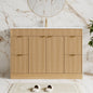 ASTUVIA 60" Fluted Bathroom Vanity Cabinet with 2 Drawers,Bathroom Vanity with Sink and 4 Soft-Close Doors,Floating Bathroom Sink Cabinet,Brown