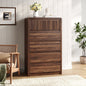 ASTUVIA 9 Fluted Drawers Dresser for Bedroom, 49.2" W Modern Chest of Drawers with Curved Profile Design, Mid Century Storage Dressers Organizer,Brown