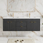 ASTUVIA 60" Fluted Bathroom Vanity Cabinet with 2 Drawers,Bathroom Vanity with Sink and 4 Soft-Close Doors,Floating Bathroom Sink Cabinet,Brown