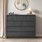 ASTUVIA 9 Fluted Drawers Dresser for Bedroom, 49.2" W Modern Chest of Drawers with Curved Profile Design, Mid Century Storage Dressers Organizer,Brown