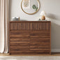 ASTUVIA 9 Fluted Drawers Dresser for Bedroom, 49.2" W Modern Chest of Drawers with Curved Profile Design, Mid Century Storage Dressers Organizer,Brown