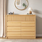 ASTUVIA 9 Fluted Drawers Dresser for Bedroom, 49.2" W Modern Chest of Drawers with Curved Profile Design, Mid Century Storage Dressers Organizer,Brown