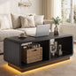 ASTUVIA Coffee Table with LED Lights, 47.2" W TV Stand Center Table with 2-Tiers for Living Room