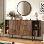 ASTUVIA Fluted 6 Drawers Dresser, 63'' Wide Modern Chest of Drawers with Sideboard,Curved Profile & Sturdy Legs, Dresser TV Stand for Bedroom, Living Room