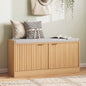 ASTUVIA Fluted Shoe Bench with Cushion, 2-Tier Shoe Storage Bench with Adjustable Shelves, Shoe Cabinet with Bench for Hallway