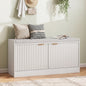 ASTUVIA Fluted Shoe Bench with Cushion, 2-Tier Shoe Storage Bench with Adjustable Shelves, Shoe Cabinet with Bench for Hallway