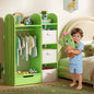 ASTUVIA Kids Clothing Rack with Drawers, Kids Dress Up Storage for Coats, Wood Closet with Fabric Drawers for Bedroom Playroom,Green