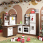 ASTUVIA Wooden Play Kitchen For Kids With Realistic Lights & Sounds, Smart Storage, Pretend Ice Maker, Sink, Stove, Inspiring Creative Role Play Toy