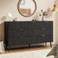 YouTrend Fluted 6 Drawers Dresser, 55.1" Wide Modern Chest of Drawers with Wood Foot, Dresser TV Stand Up to 65 Inch TV, Wood Drawer Organizer for Bedroom, Living Room, Hallway