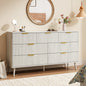YouTrend Fluted 6 Drawers Dresser, 55.1" Wide Modern Chest of Drawers with Wood Foot, Dresser TV Stand Up to 65 Inch TV, Wood Drawer Organizer for Bedroom, Living Room, Hallway