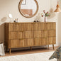 YouTrend Fluted 6 Drawers Dresser, 55.1" Wide Modern Chest of Drawers with Wood Foot, Dresser TV Stand Up to 65 Inch TV, Wood Drawer Organizer for Bedroom, Living Room, Hallway