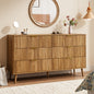 YouTrend Fluted 6 Drawers Dresser, 55.1" Wide Modern Chest of Drawers with Wood Foot, Dresser TV Stand Up to 65 Inch TV, Wood Drawer Organizer for Bedroom, Living Room, Hallway