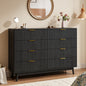 YouTrend Fluted 6 Drawers Dresser, 55.1" Wide Modern Chest of Drawers with Wood Foot, Dresser TV Stand Up to 65 Inch TV, Wood Drawer Organizer for Bedroom, Living Room, Hallway