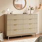 YouTrend Fluted 6 Drawers Dresser, 55.1" Wide Modern Chest of Drawers with Wood Foot, Dresser TV Stand Up to 65 Inch TV, Wood Drawer Organizer for Bedroom, Living Room, Hallway